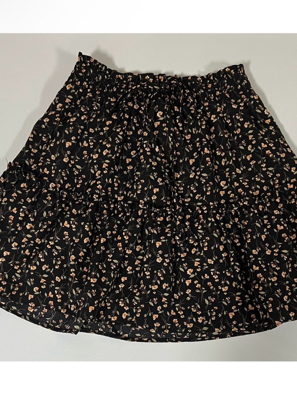Paper Crane Black Yellow Floral Ruffle Mini Skirt Bottoms Size XS 🌼✨ #papercrane